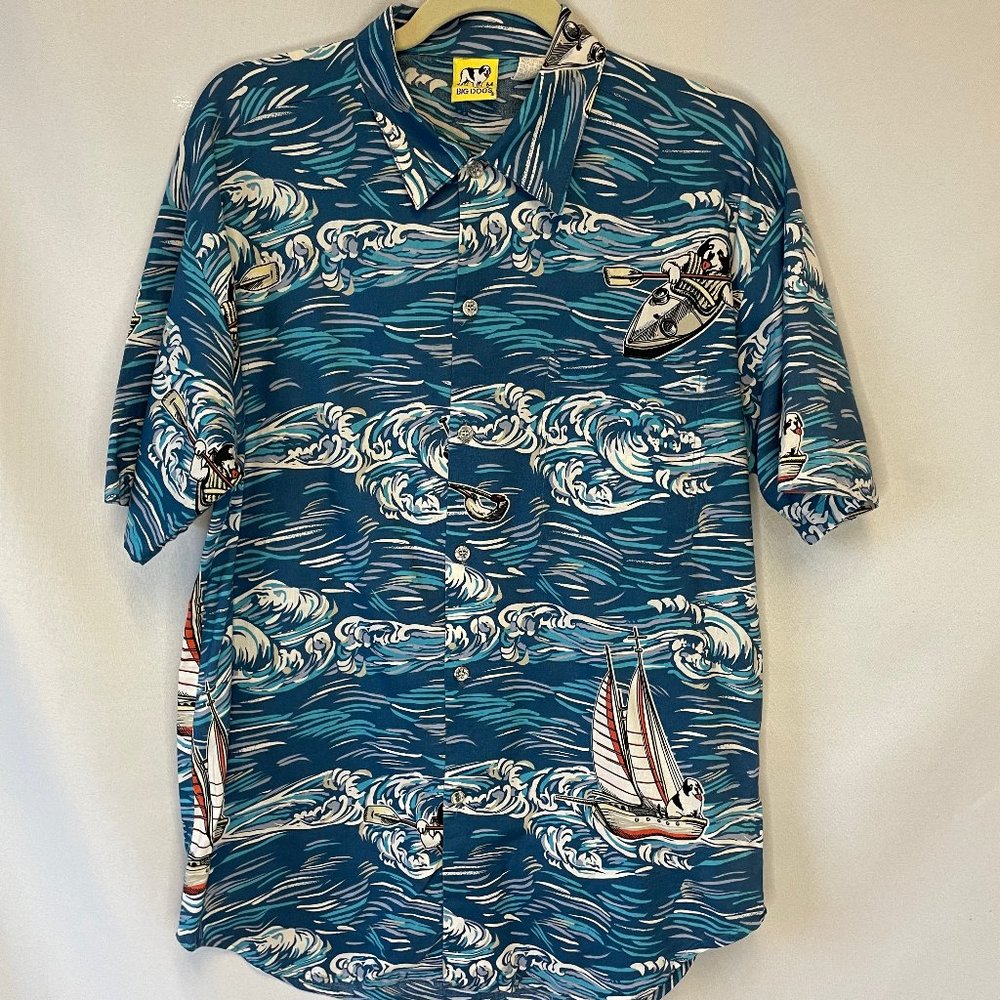 Vintage Big Dogs Hawaiian Button Down, Medium